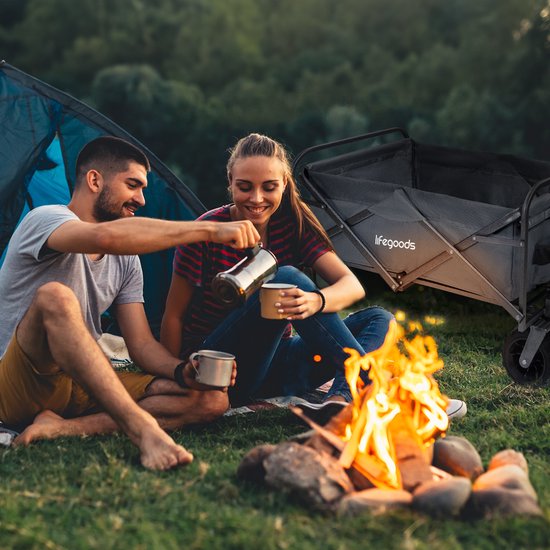 LifeGoods Wagon - faltbar - 80KG Tragfähigkeit - 94L - waschbares Polyester - Grau