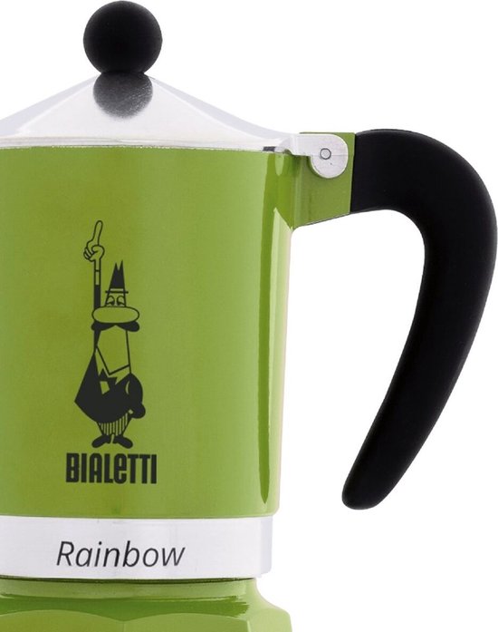 Bialetti Rainbow Percolator 1 Tasse, grün – Espressokocher – Aluminium – italienische Kaffeemaschine – 60 ml