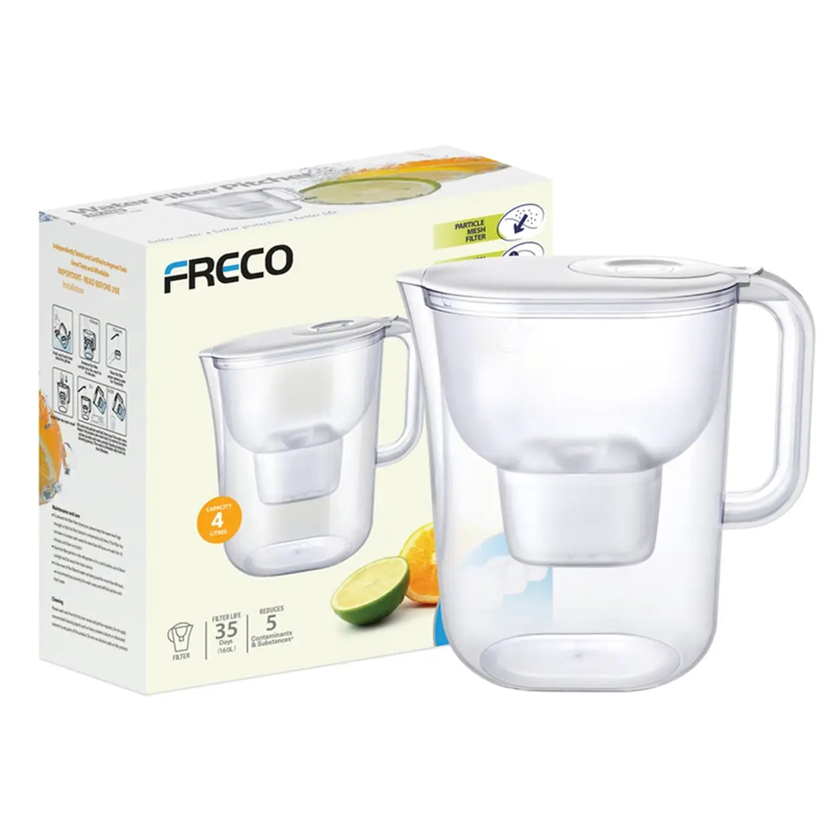 Freco Bluetech Wasserfilterkanne – 4 l – LCD-Timer – 3 Filter