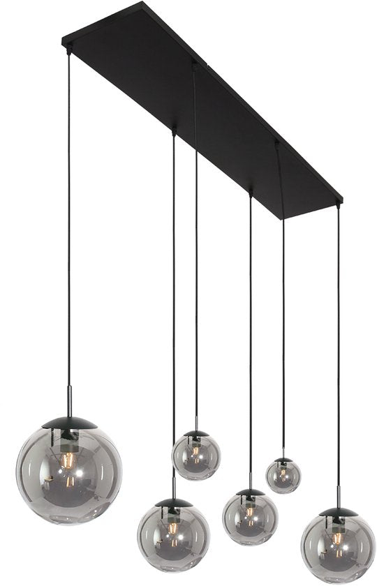 Steinhauer Pendelleuchte - Bollique LED - Designleuchte - E27  - Glas Metall - Schwarz
