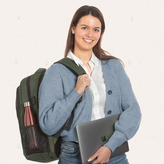 TRVLMORE Rucksack - 36L - 17.3 Zoll - Laptop-Rucksack - Schultasche - Unisex - Spritzwassergeschützt Grün