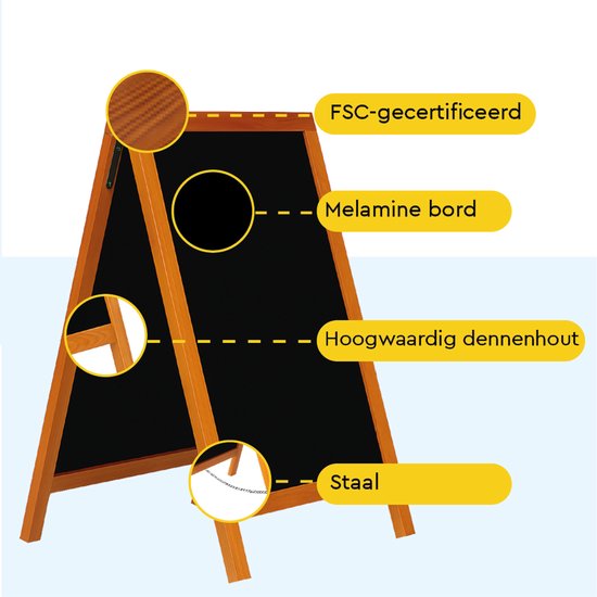 BRASQ Kreidetafel Mahagoni – 55 × 85 cm – Kreidetafel – Werbetafel – Straßentafel – beidseitig beschreibbar – für den Innen- und Außenbereich – Gastronomie
