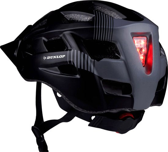 Dunlop Fahrradhelm - Mountainbike-Helm - Größe M - einstellbar 55-58cm - LED-Beleuchtung - Schwarz