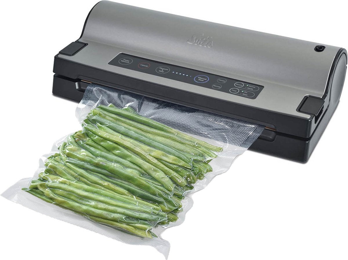 Solis Vac Prestige 575 Vakuumierer - mit Marinierfunktion und Schlauchanschluss - Vakuumierer inklusive Vakuumbeutel und Folie - Grau