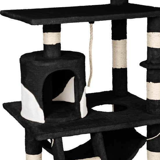 tectake Stokely Kratzbaum - 141 cm - Schwarz/Weiß