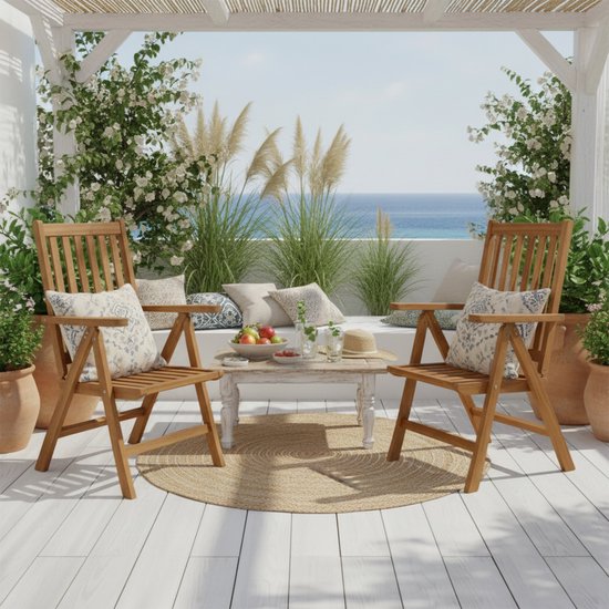 AXI Nuria Teak verstellbare Gartenstühle – Klappbare Gartenstühle aus Holz – 5 Positionen – 2er-Set – 100 % Teakholz – Tragkraft 180 kg – Garten, Terrasse oder Balkon