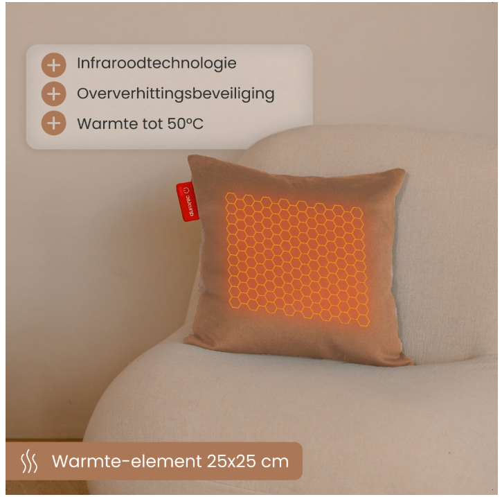 AURONIC AU3358 - Elektrisches Kopfkissen - Classic 45x60 - Infrarot - Wärmekissen Altrosa