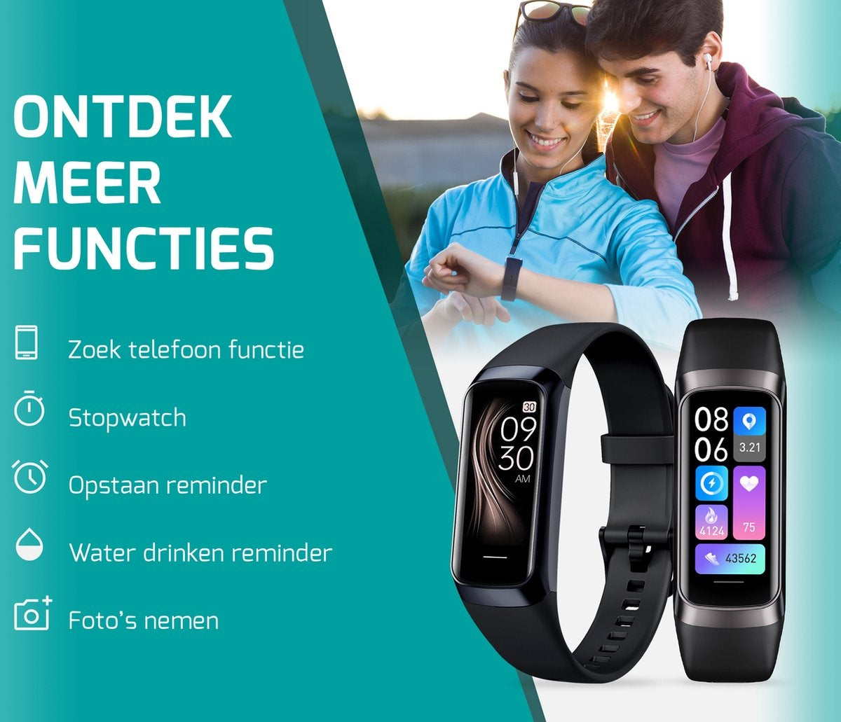 FITAGE Schrittzähler - Activity Tracker - Wasserdicht - Schwarz