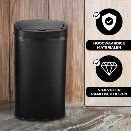 Bayt Mülleimer - Mülleimer 60 Liter - Mülleimer - Abfalleimer - Metall - Schwarz