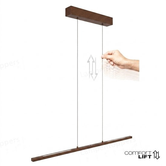 Hängeleuchte Bande 3994CA, Farbe Kakao, LED-Hängeleuchte mit Höhenverstellung, Metall und Elektronik, Steinhauer, 114 cm breit
