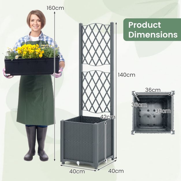 Coast Erhöhter Pflanzkübel – PP – Klettergerüst – Selbstbewässerung – Vertikaler Zaun – 40 x 40 x 135 cm – Kaffee