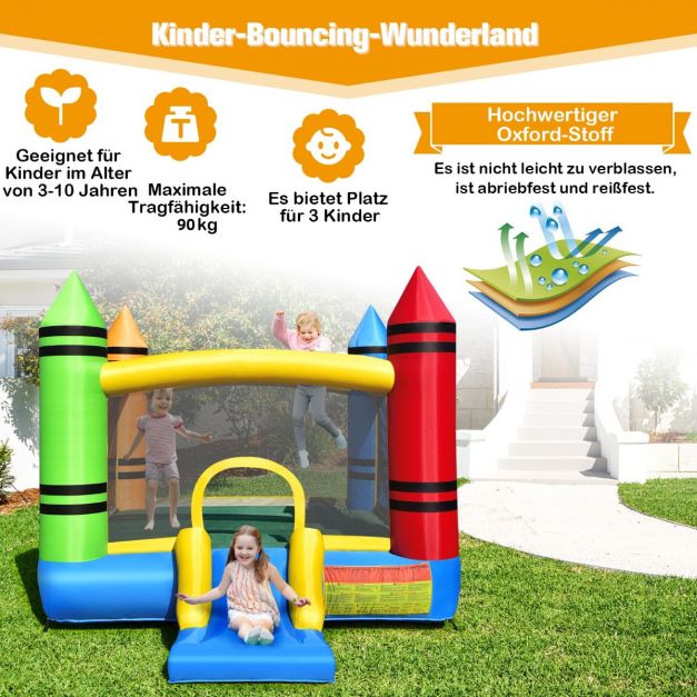 Coast Bouncy Castle Multicolour - Aufblasbare Spielburg mit Rutsche und Bällen - 350 x 273 x 226 cm
