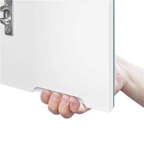 Rahmenloser Spiegelschrank – 3 Spiegeltüren – 2 verstellbare Einlegeböden – 70,5 x 15 x 60,5 cm – Weiß