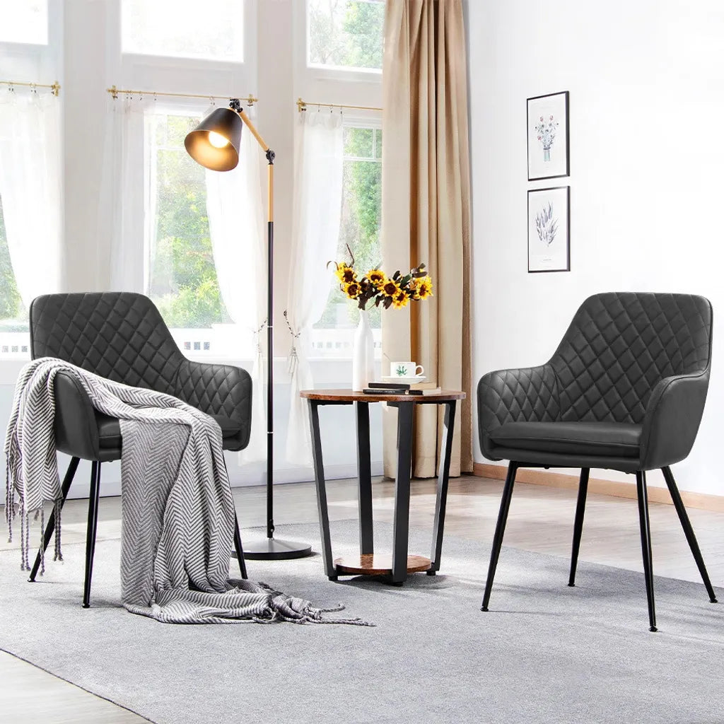 Yaheetech Esszimmerstühle, 2er-Set mit Samtbezug und Armlehnen – Dunkelgrau – 57,5 x 58 x 86,5 cm