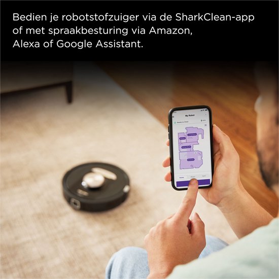 Shark PowerDetect Staubsaugerroboter mit Entleerungs-/Ladestation - Umfassende 360° Lasernavigation - Mit App und Anti-Geruchs-Technologie - Für Haustiere - RV2820VEEU
