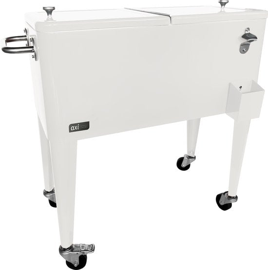 AXI Retro Cooler Weiß – Kühlbox mit Rollen – 76 l Fassungsvermögen – Kühlbox mit Ablasshahn