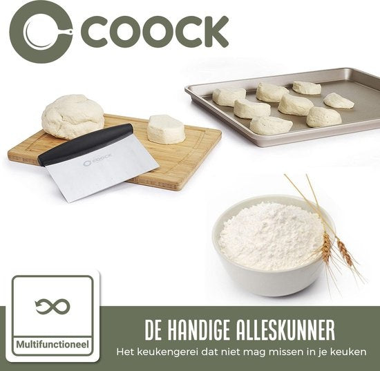 COOCK - Ergonomischer Teigschneider aus Edelstahl - Teigschaber - Pizzamesser - Gemüseschneider - Kuchen- und Tortenschaber