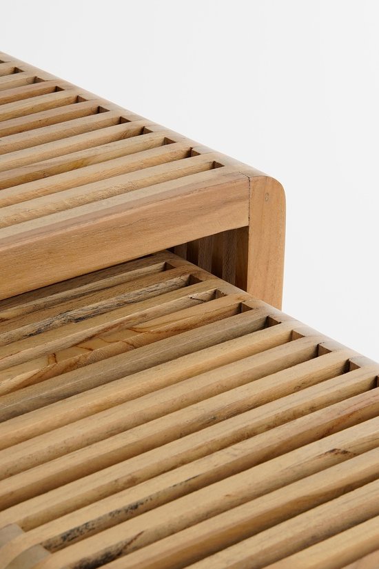 Mica Decorations Yonker Beistelltisch - 3er-Set - L44 x B34 x H50 cm - Recyceltes Holz - Braun