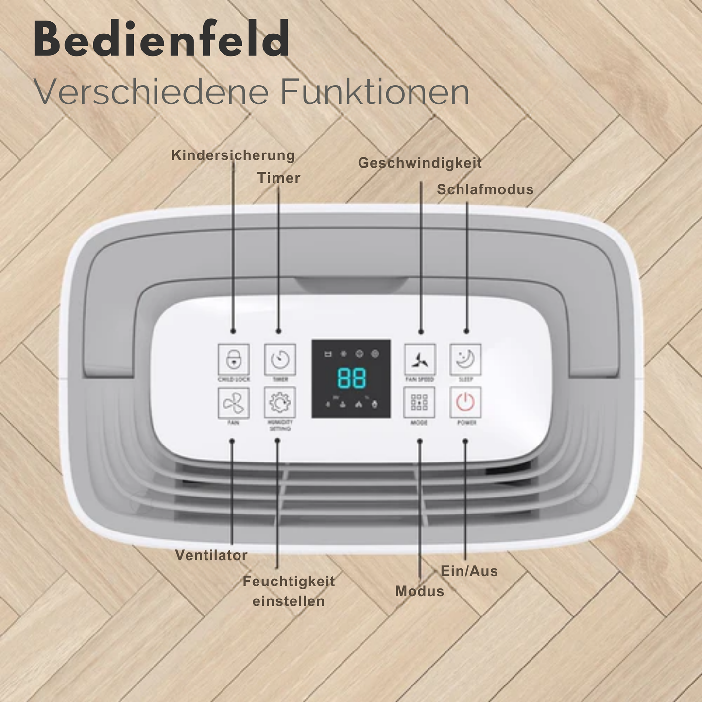 Auronic Luftentfeuchter - 25L pro Tag - Schlafzimmer/ Badezimmer/ Wohnzimmer & Büro - Weiß