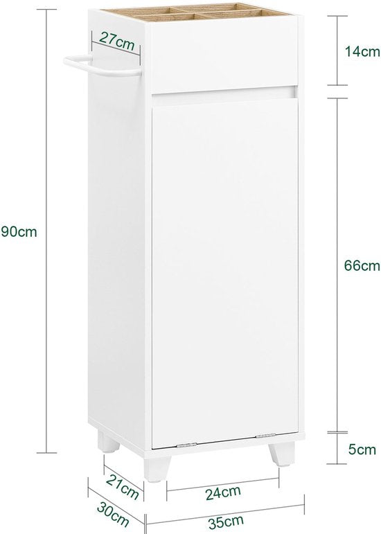 SoBuy BZR159-W Wäscheschrank - Weißer Badezimmerschrank mit Ablagefächern