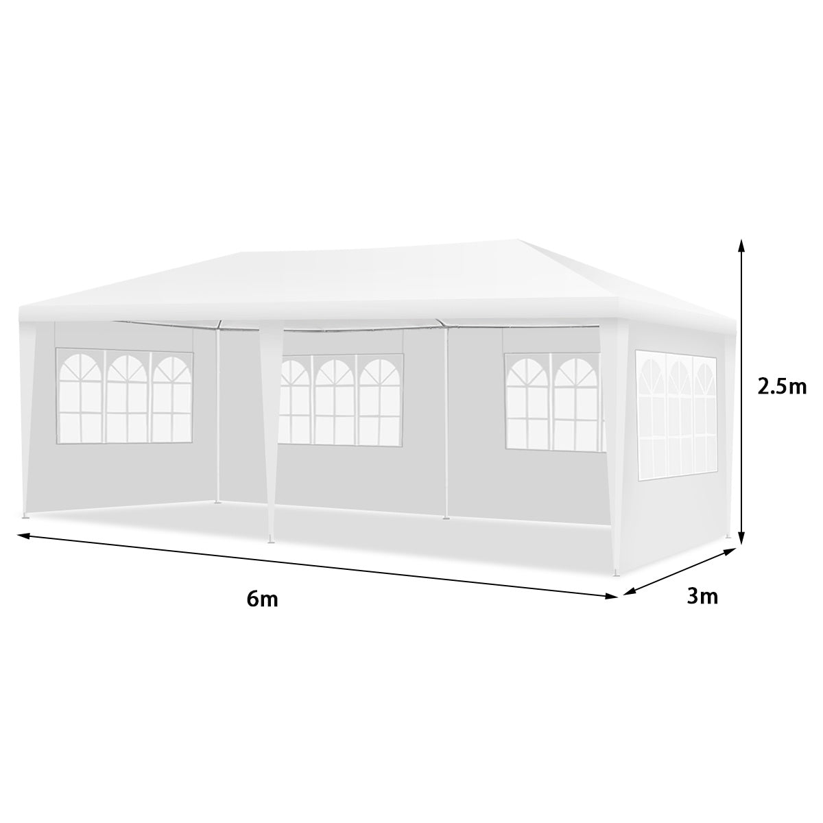 Coast 6 x 3 M Outdoor-Zelt tragbares wasserdichtes Zelt mit 4 abnehmbaren Seitenwänden weiß