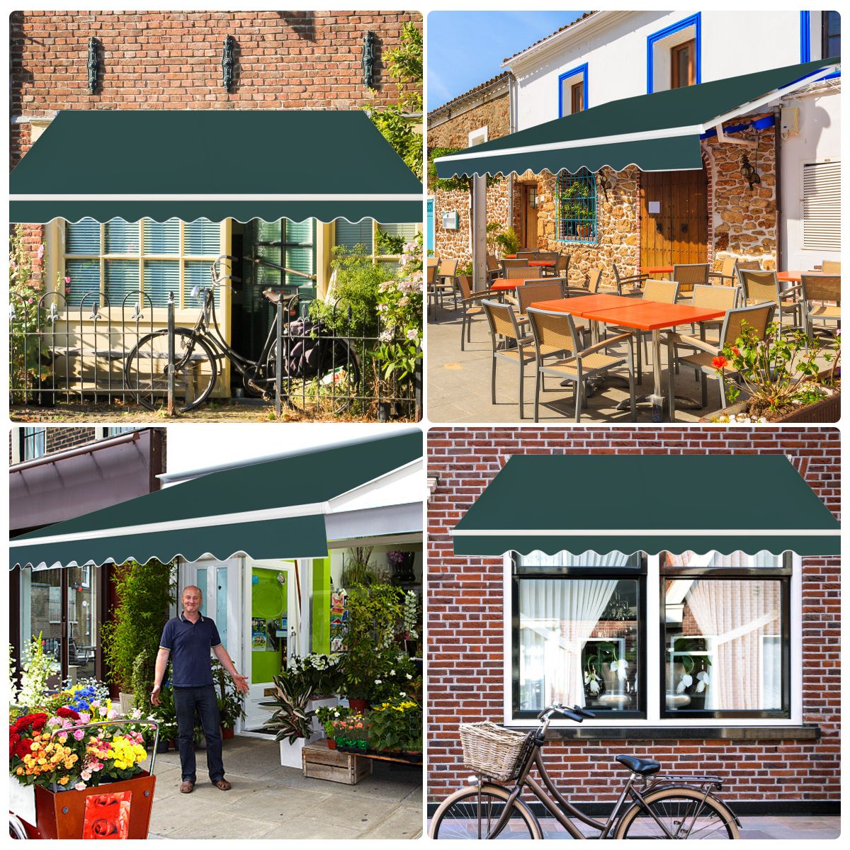 coast 4 x 2,5 m ausziehbare Terrassenmarkise - grün - Aluminiumgestell - Handkurbel