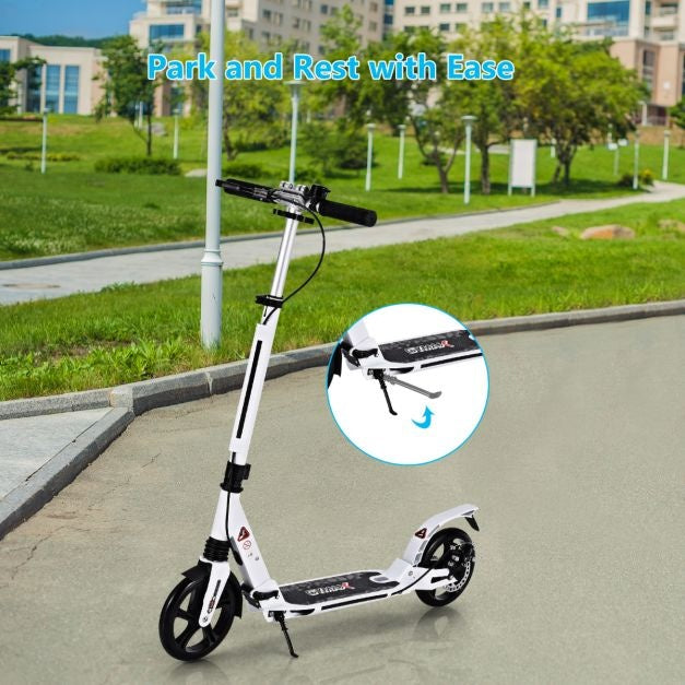 Coast Kick Scooter - Mit der Glocke und Stützgurt - Höhenverstellbar - Faltbar - Weiß