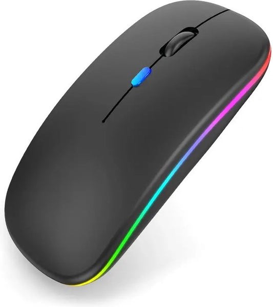 Kabellose LED-Bluetooth-Maus - Ergonomisch - RGB - Laptop und Gaming - Kabellos - Schwarz