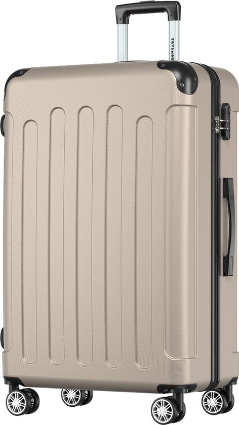 TRVLMORE Reisekoffer 110 l – Großer Hartschalenkoffer – 76 cm – Champagner