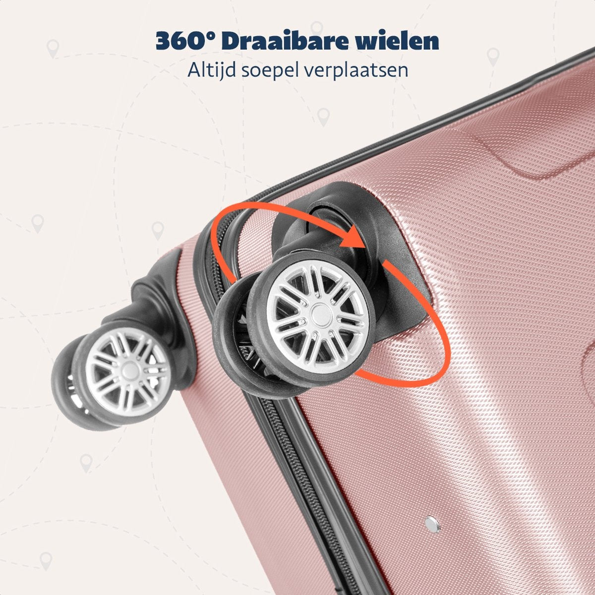 TRVLMORE Handgepäck Koffer mit Rädern - Numerisches Schloss - 54x36x20cm - 38L - Rose Gold