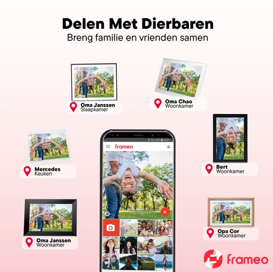 Denver Digitaler Fotorahmen 15,6-Zoll - XL - Full HD - Frameo App - Holzrahmen - WiFi - 32GB - IPS-Touchscreen - PFF1505