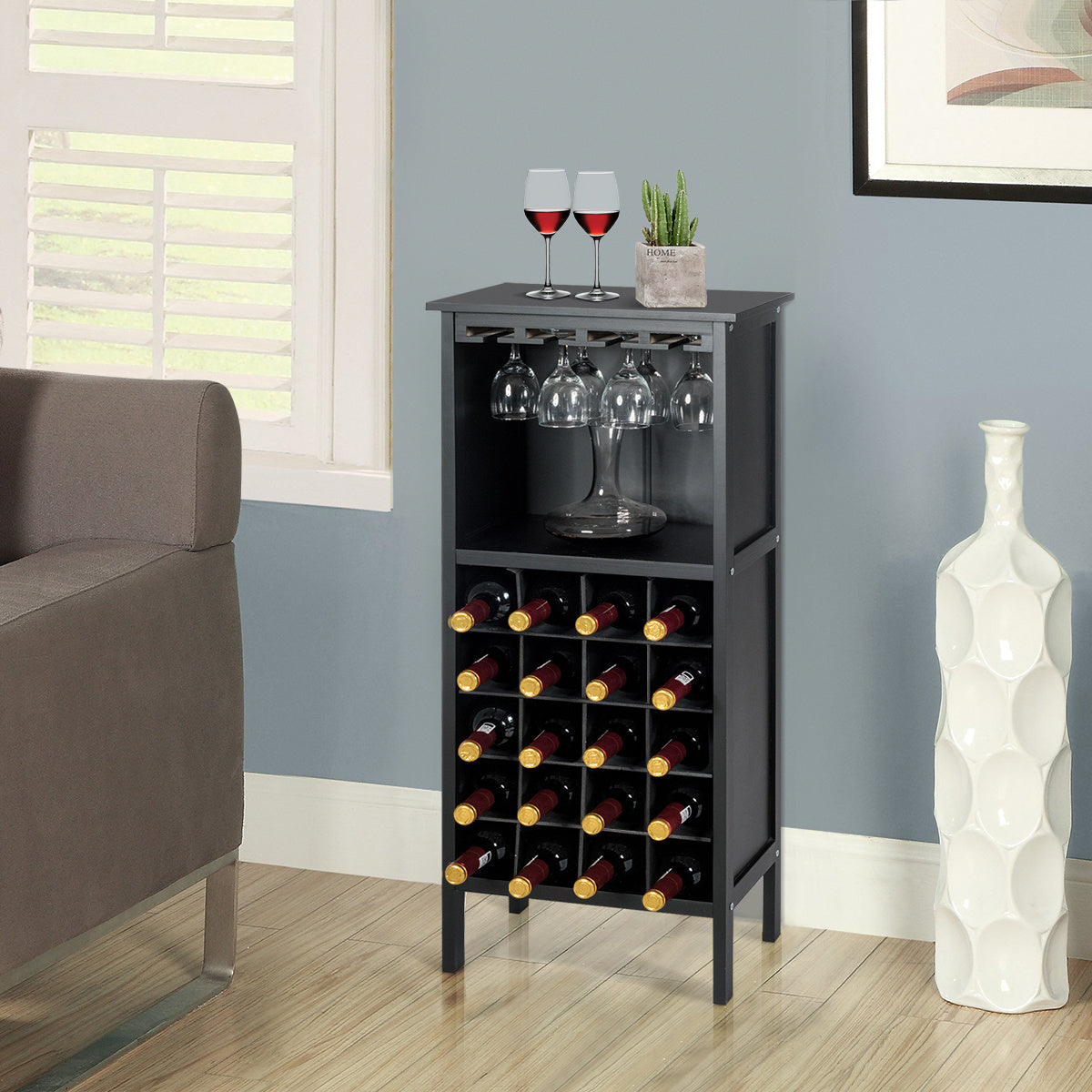 Holzregal aus Holz Flaschenregal Weinständer ??Holzregal Weinschrank Kolonialstil schwarz