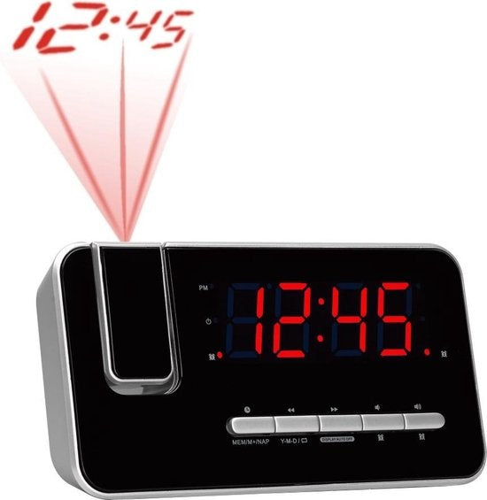 Denver Radiowecker mit Projektion - Digitaler Wecker - FM-Radio - Doppelalarm - CRP618 - Schwarz