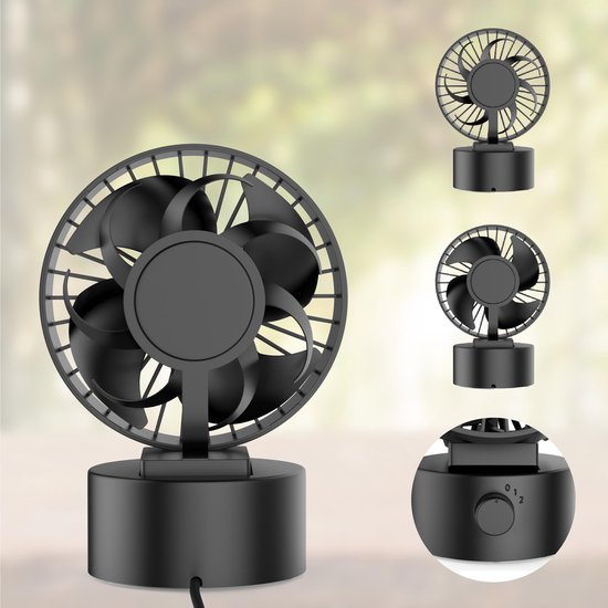 Northwall Mini-USB-Ventilator - Tischventilator - Leise - Retro - Zwei Motoren - Neigbar - 2 Geschwindigkeiten - Schwarz