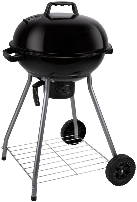 alpina Holzkohle-Grill – Kugelgrill Ø 43 cm – Grill mit Deckel und Rädern – Integriertes Belüftungssystem – Herausnehmbarer Aschebehälter – Schwarz