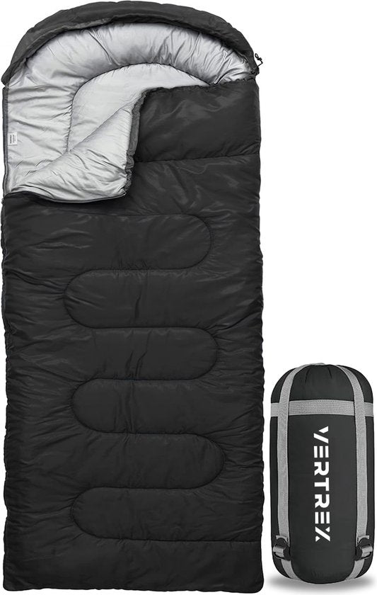 Vertrex Peak Comfort Mumienschlafsack Extra Warm - Schlafsäcke Erwachsene - Camping - Schwarz
