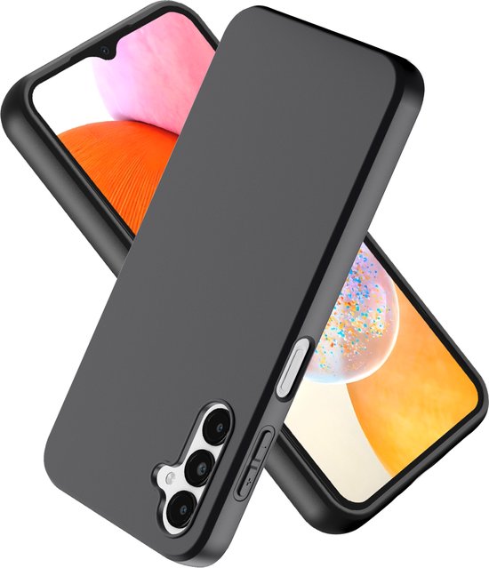 Podec Case passend für Samsung Galaxy A14 Schwarzes Handy Case - Anti-Shock Case Cover mit 1x Displayschutzfolie