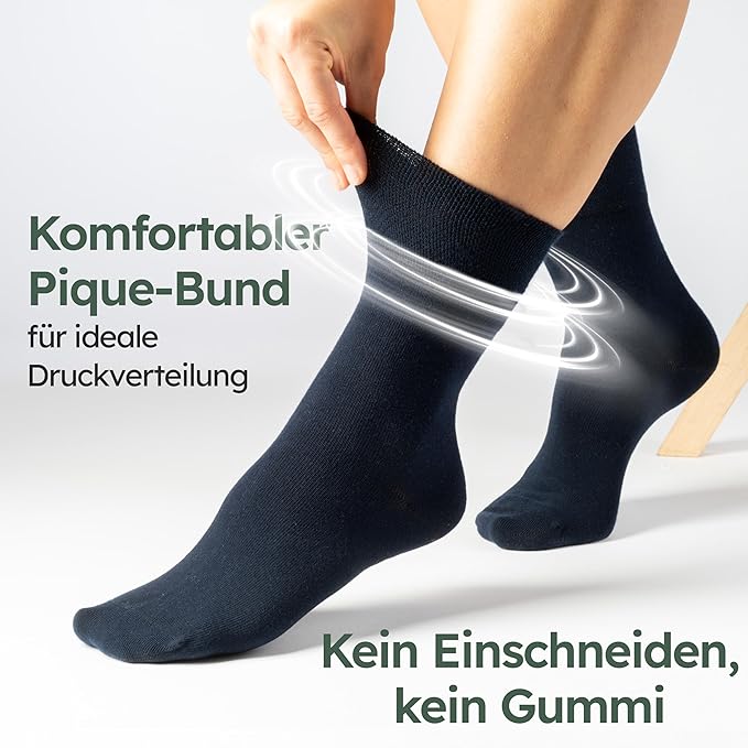 Herowerk Komfortsocken für Damen und Herren 6 Paar - Extra breite Gesundheitssocken aus 97% Baumwolle - Ohne Gummibund - Maximaler Komfort Socken - Größe 47-50