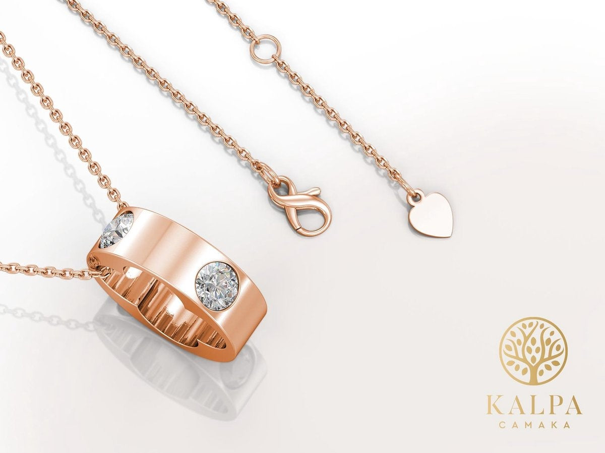 Yolora Damen-Halskette mit Anhänger - Kalpa Camaka Kristalle - rosÃ©farben - 18K Rose Gold plattiert - Damen-Halskette Rose Gold - Schmuck - Luxuriöse Geschenkbox - Geschenkbox - Exklusive Geschenkbox - Schöne Geschenkverpackung