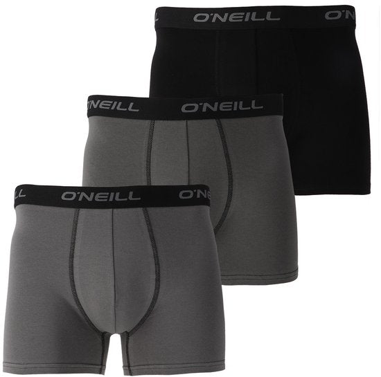 O'Neill Herren Boxershorts Trunks 900003 Solid Grau/Schwarz 3er-Pack - Größe S