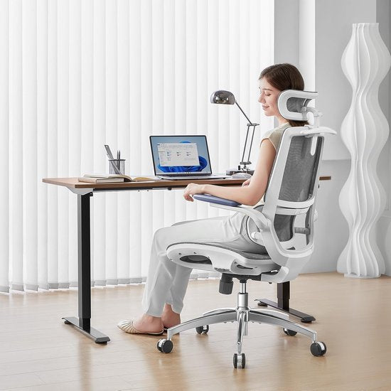 SIHOO M59AS Ergonomischer Bürostuhl – 3D-verstellbare und um 90° hochklappbare Armlehnen – Doppelte Rückenlehne mit adaptiver Lendenwirbelstütze – Sattelförmiges Sitzkissen – Hochwertiges Netzgewebe – BIFMA/SGS-zertifiziert – Bis zu 150 kg – 43,5 x 50,5 x