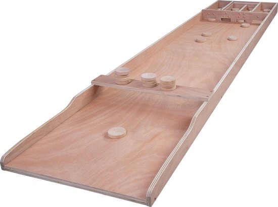 Shuffleboard-Wettkampfmodell aus Holz, 200 cm – inklusive 30 Shuffleboard-Steine – Shuffleboard aus Multiplex-Holz für zu Hause und die Freizeit – Gesellschaftsspiel – Longfield