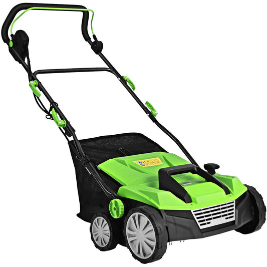 Coast 2-in-1 Elektro-Rasenvertikutierer - 58x67x104 cm - Grün - Mit 45L Auffangbeutel und 2 austauschbaren Klingen