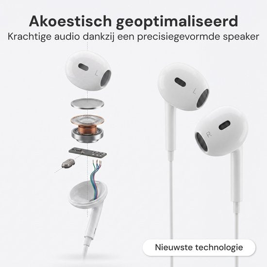 Nuvance Kopfhörer mit Kabel – Kompatibel mit Lightning – In-Ear-Kopfhörer mit Kabel – Kopfhörer mit Kabel und Mikrofon – Weiß