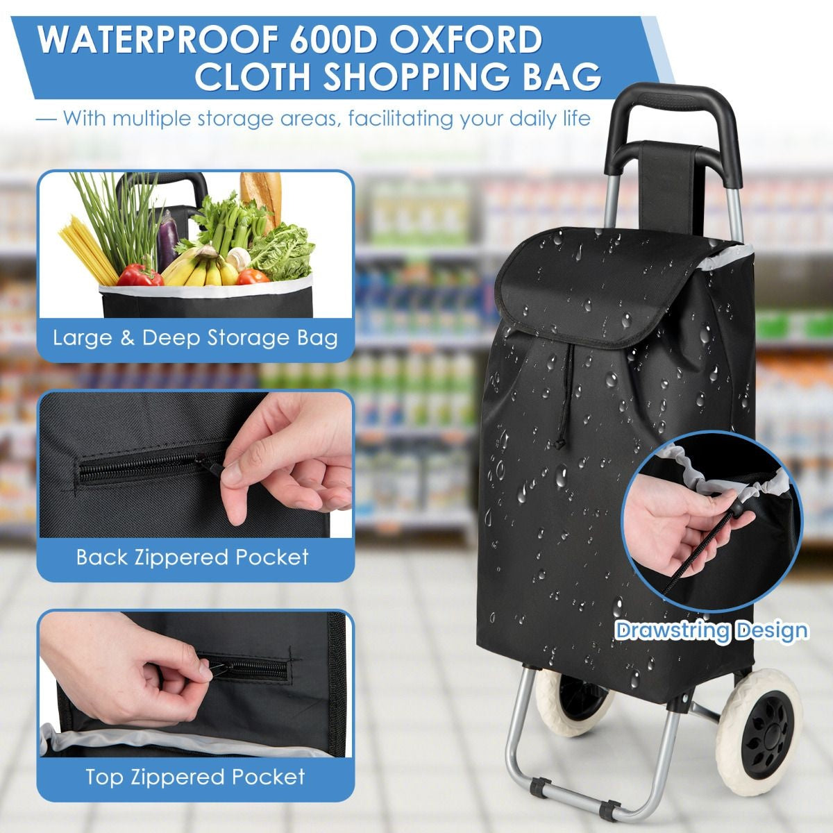 Coast Einkaufswagen - Max. 35 kg - Schwarz