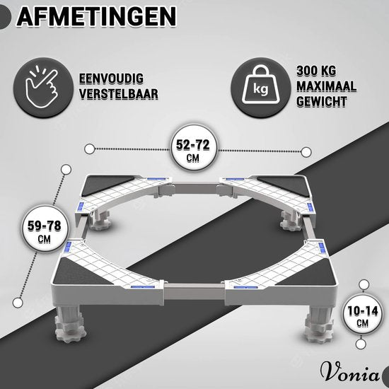 Vonia Waschmaschinen-Steigerer - Universal-Steigerer für Weißwaren - einstellbar - 300 KG