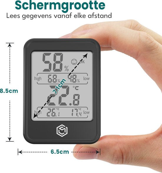 Ease Electronicz Hygrometer Min/Max - Luftfeuchtigkeitsmesser - Digitale Wetterstation - Luftfeuchtigkeitsmesser - Thermometer für Innenräume - Mit Beleuchtung