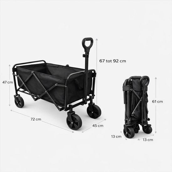Ceruzo Bolderkar 60 l – zusammenklappbar – Transportwagen – Camping, Strand – max. 20 kg