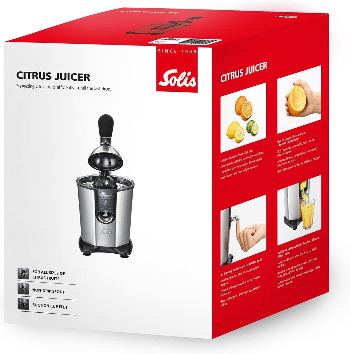 Solis - Citrus Juicer 8453 - Elektrische Orangenpresse - Stahl - 160 Watt - Silber/Schwarz
