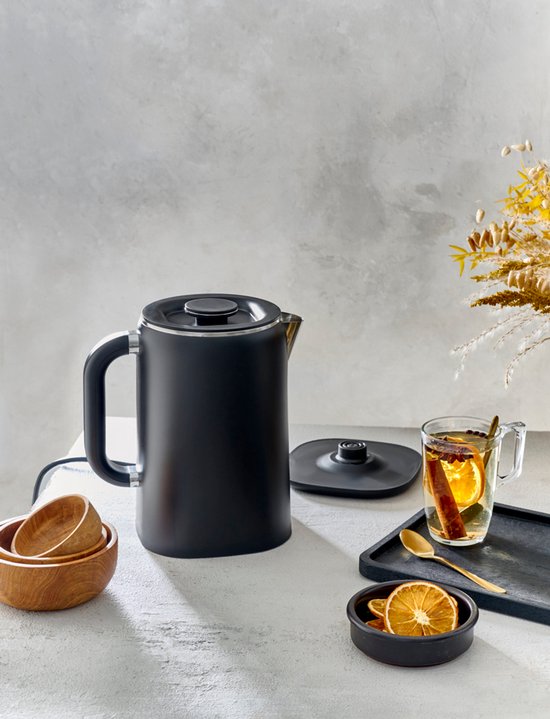 FRITEL Wasserkocher WK 2595 – Heißwasserkocher / Teewasserkocher – 1,7 Liter – 1500 W – doppelwandig – Touch-Display – Warmhaltefunktion – mattschwarz